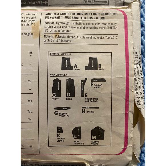 Simplicity 8524 tank top hoodie shorts pattern - Picture 4 of 4